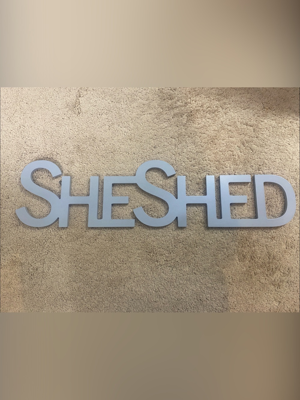 Wall Word Decor - 'SHESHED' Light Gray Home Wall Sign